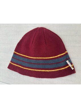 Abercrombie 90s Y2K Beanie Hat - Vintage Knit Ribbed Red Winter Cap